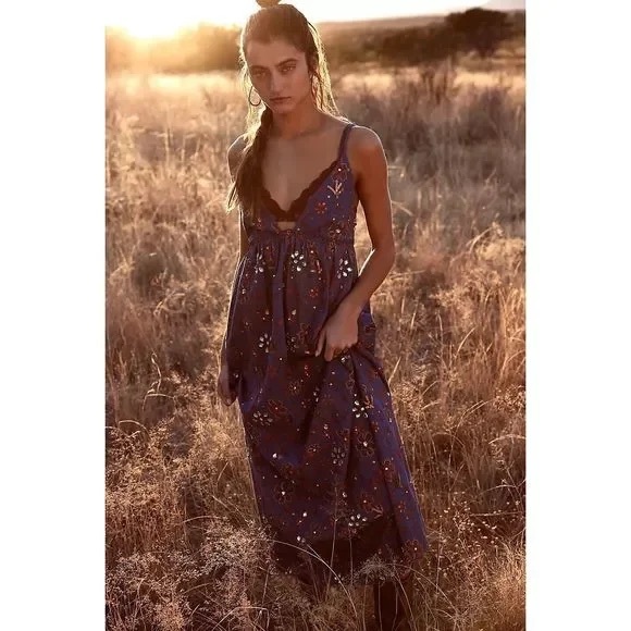 NWT! Free People “all the jewels” floral embroidered maxi dress L - Picture 1 of 8